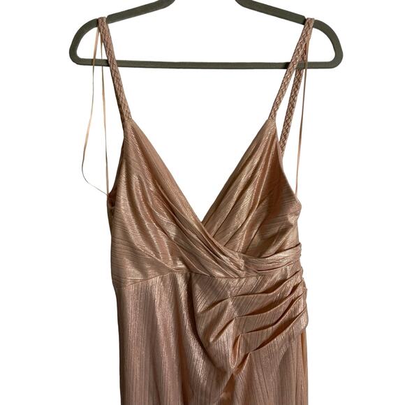 Retrofete Yesi Dress Pleated Surplice Braided Strap Formal Gala Party Metallic M - Picture 6 of 15